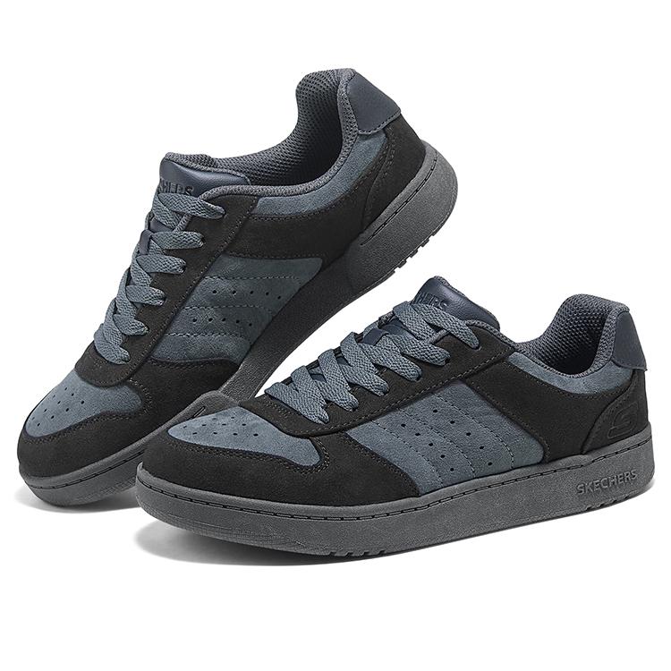 Skechers Kids Trendy Comfortable Versatile Casual Outdoor Sports Non-Slip Durable Low-Top Kids Skate Shoes Kids Sneaker Black Blue 418024L-BKGY