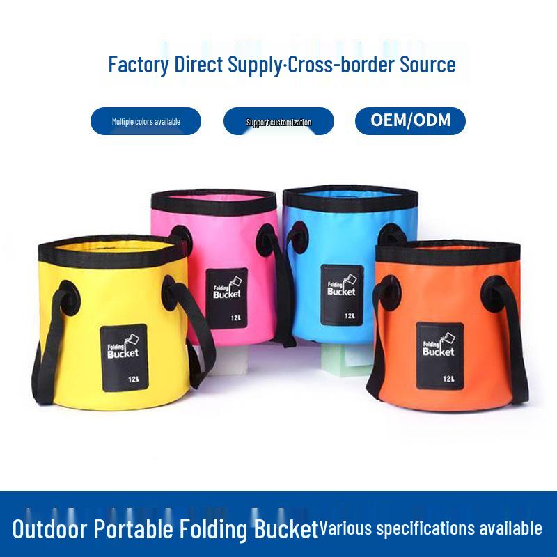 Portable Waterproof PVC Folding Bucket for Camping, Fishing, and Foot Bath