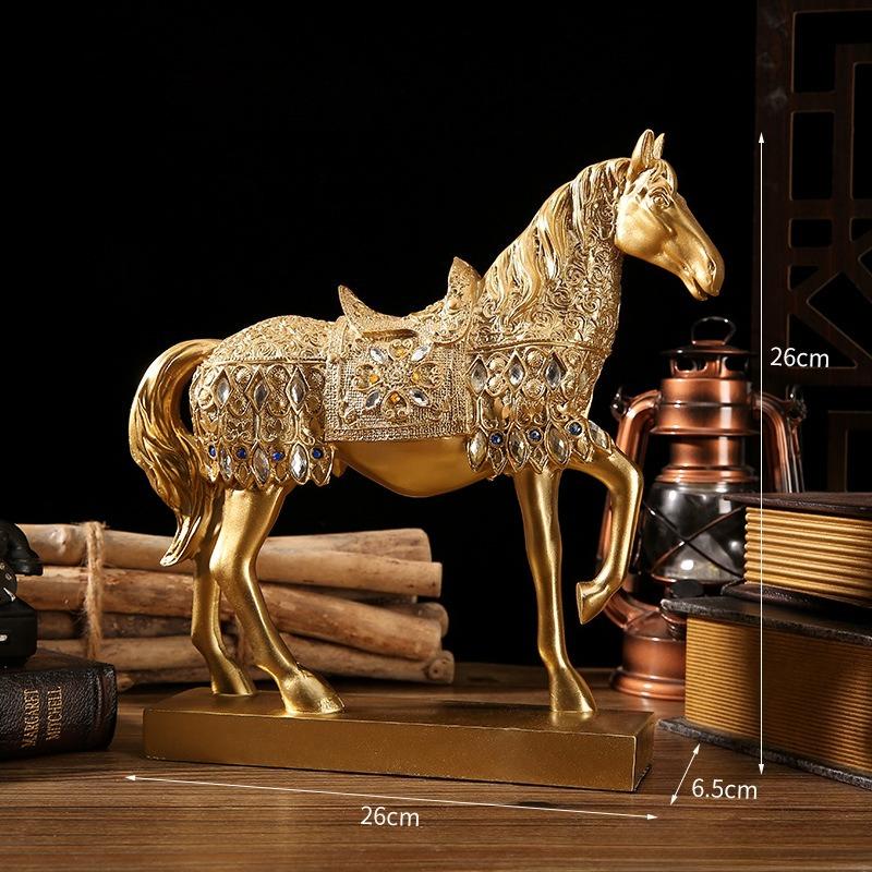 

Golden Horse Statue Decoration, Country Carved Horse Statue Decoration Gift Table Resin Horse Statue Decoration Decoration