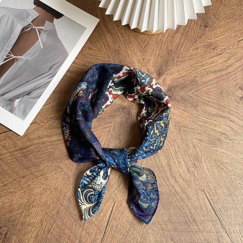 Silk Scarf Neck Small Square Scarf High Sense Summer New Thin Shirt Small Scarf Scarf Shawl Headscarf Headband