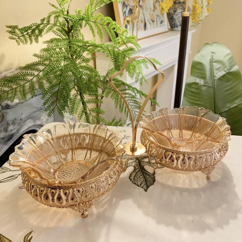 Platou Modern European pentru Fructe pentru Măsuța de Cafea din Living, Coș pentru Gustări și Fructe Uscate de Lux Light