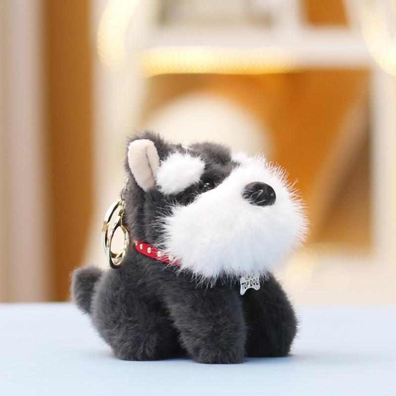 Schnauzer Cute Stuffed Animal Doll Keyring Pendant For Backpack And Car Decor
