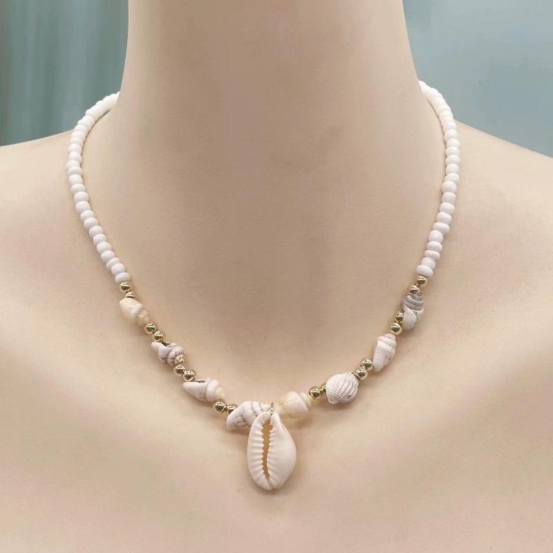 Bohemian Rice Beads Starfish Pendant Necklace for Women Handmade Imitation Pearl Colorful Beaded Choker Summer Beach Jewelry