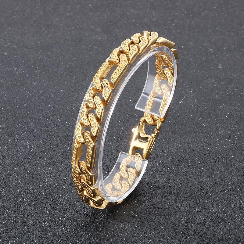 2026 European and American Personalized Pattern Bracelet, Retro Embossed Flat Personality Fashion Removable Titanium Steel Men's Bracelet