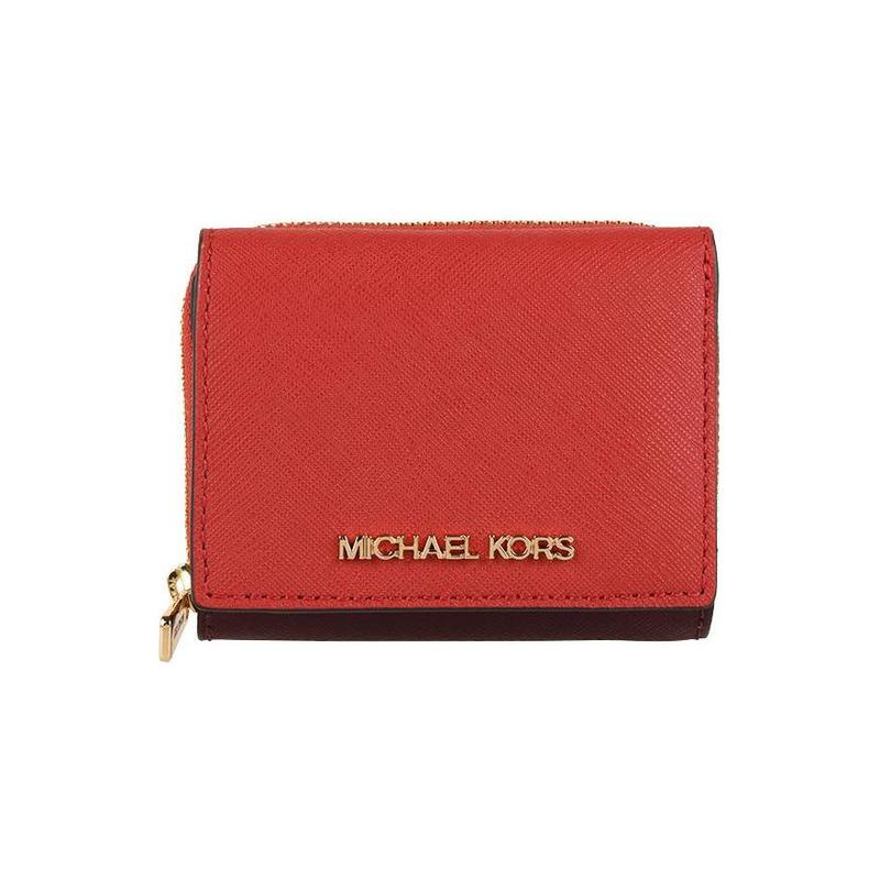MICHAEL KORS Front Logo Fashion Leather Folding Wallet Mini Women s Red красный