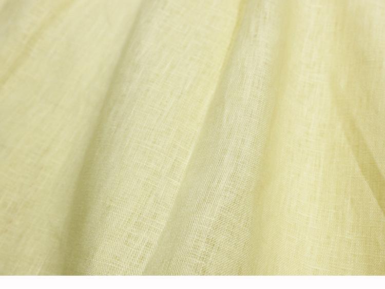 In Stock: 2025 Summer Yellow Linen Square Neck Mid-Length French Vacation Dress