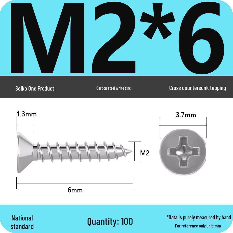 Iron Galvanized Phillips Flat Head Self-Tapping Screws - Countersunk M1 To M4