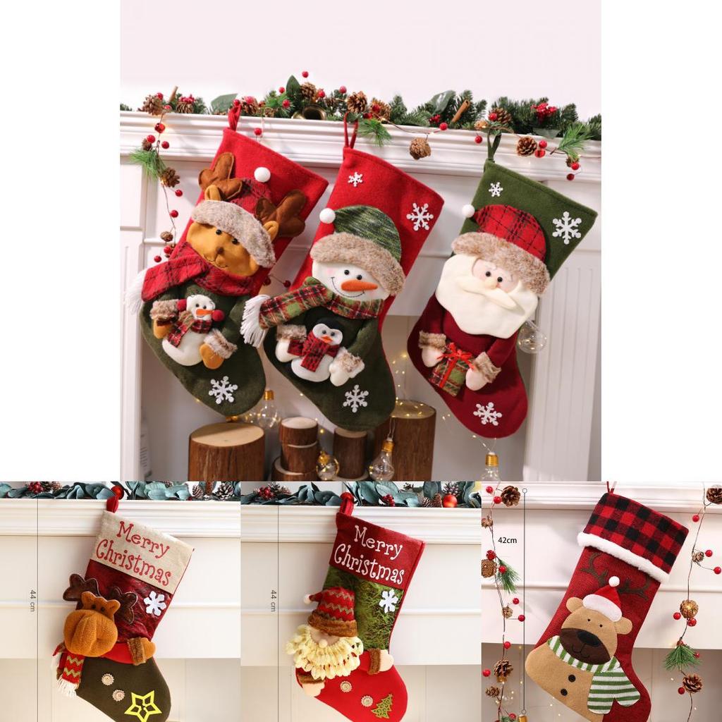 Cute Santa Claus Snowman Elk Socks Shaped Pendant For Holiday Decor