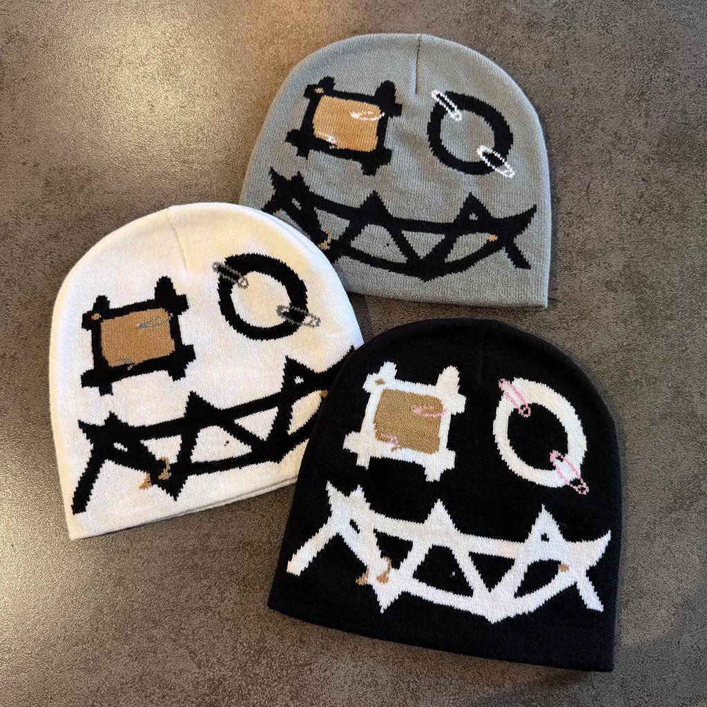 Urban Fashion Knit Hat Demon Face Knitting Pattern Teens Adults Season Cold