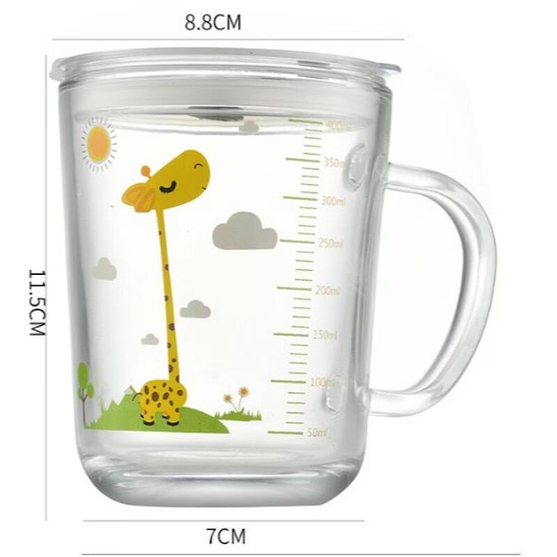 Giraffe Graduated Glass Sipper Cup with Straw