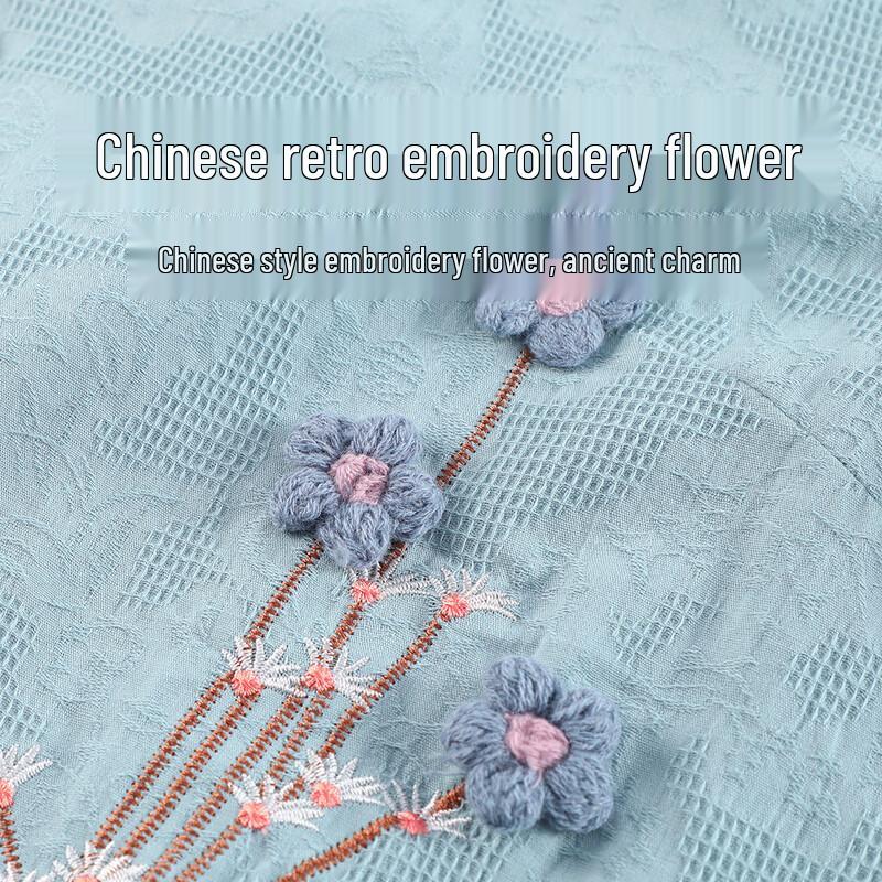Great Tang Lady Women's Breathable Stand Collar Summer Shirt Set