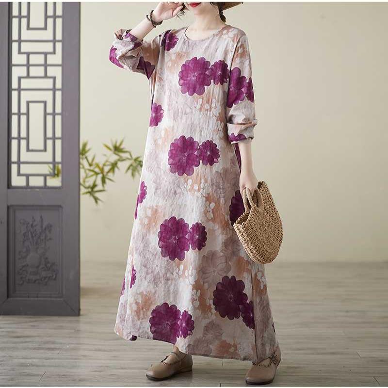 Rundhals Großes Langarmkleid