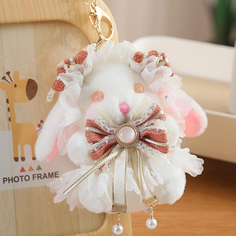 Lolita Rabbit Cute Plush Toy Bow Tie Ribbon Send Girlfriend Pendant Doll Grab Machine Doll Gift