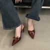 Spring New Sweet Bow Bag Head Pointed Back Empty Women's Stiletto High Heels Sandals