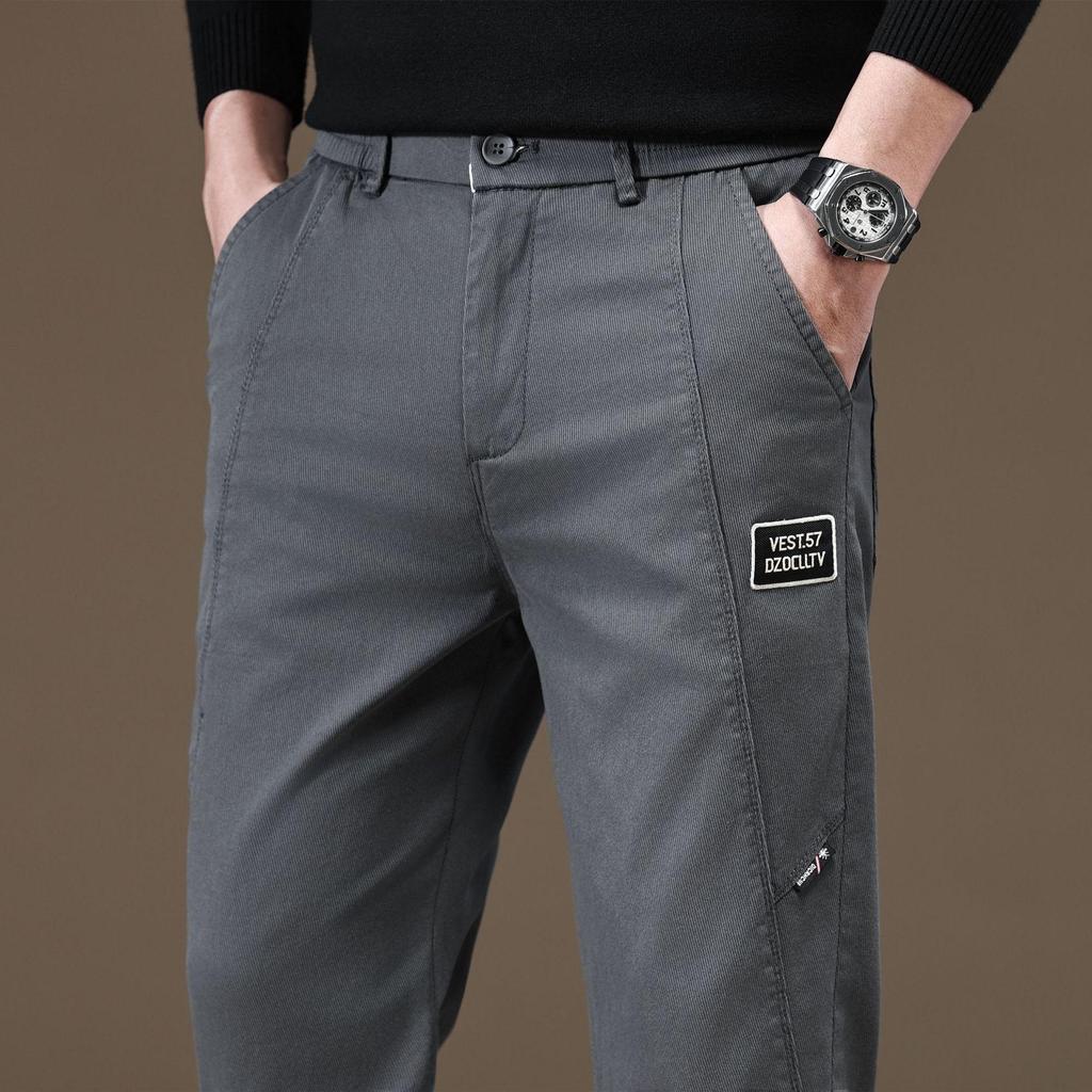 Business Casual Pants Men's Autumn Fashion Trend Splicing Straight Slim Pants