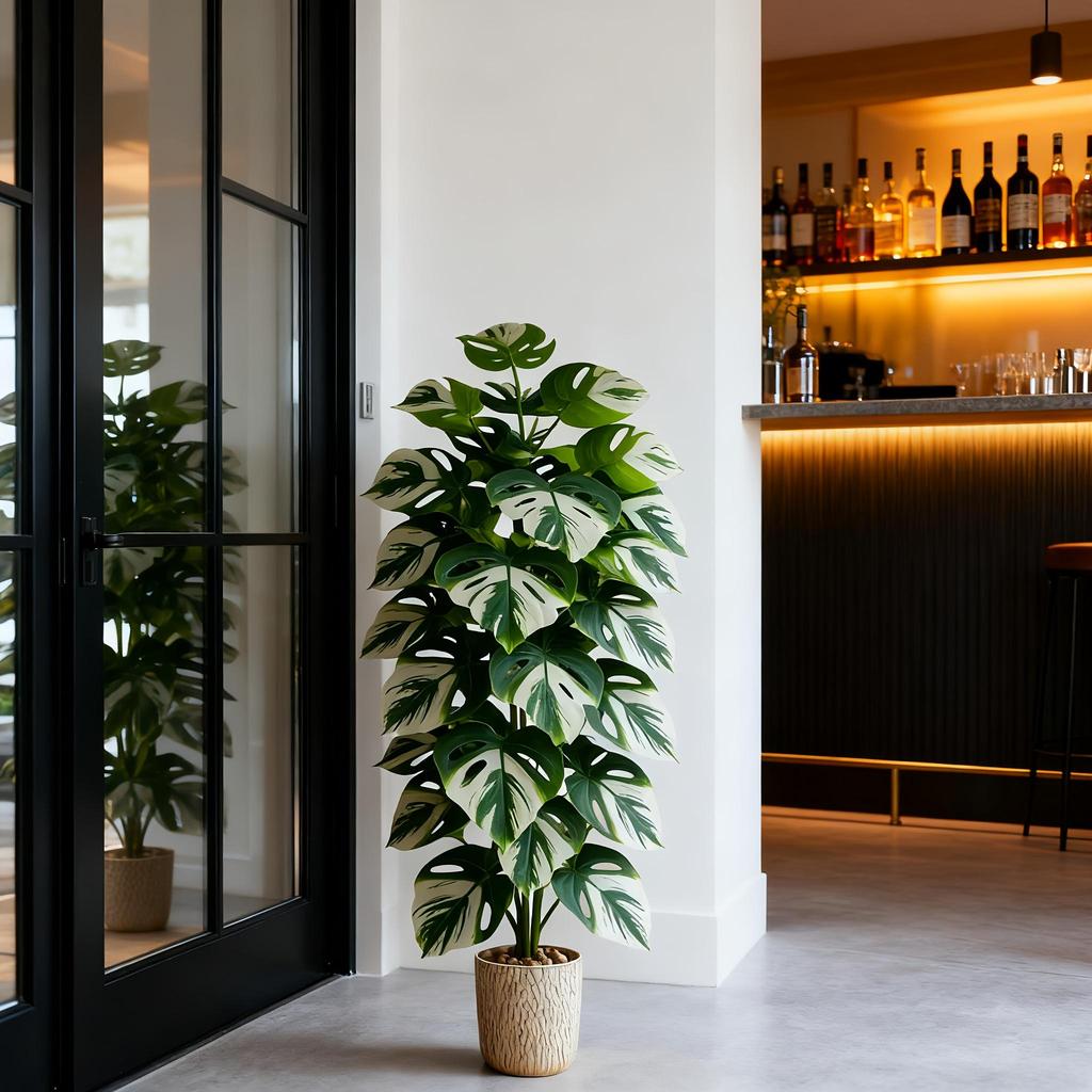 Una Planta Grande Artificial de Hierro Malayo de 47.24 Pulgadas de Alto con 24 Hojas Realistas Hechas de Plástico Duradero Adecuada Para Decoración Interior/exterior