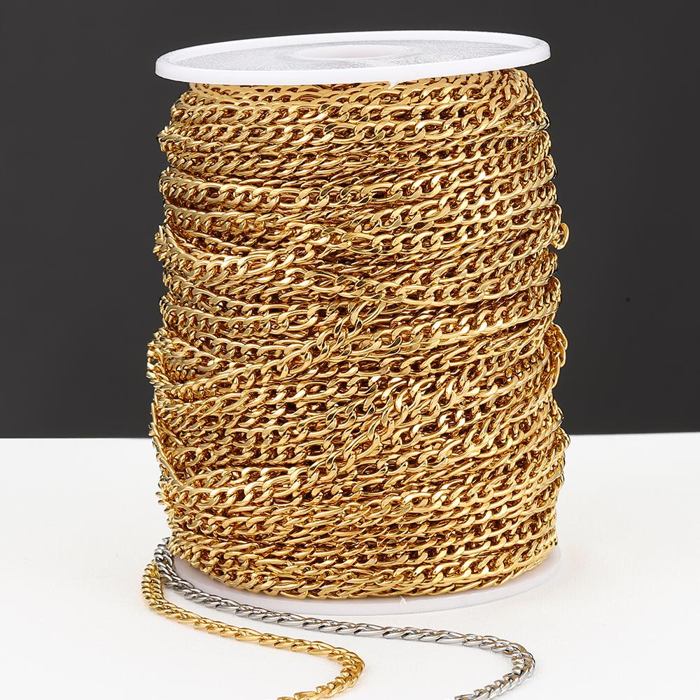 2meters 1Meter Gold Color Stainless Steel Chains for Jewelry Making DIY Necklace Bracelet Choker 2.5mm 4mm 5mm Chain Wholelsale