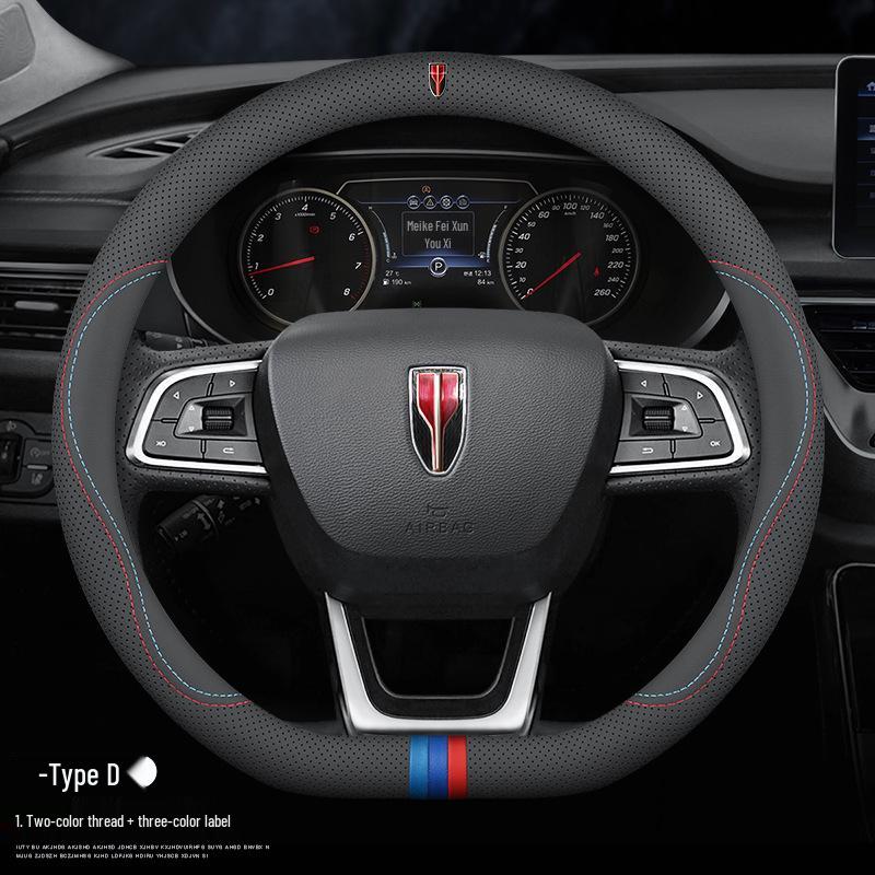 Genuine Leather Steering Wheel Cover for Hongqi H5, HS5, H6, HS3, H9, HS7, HS6, HQ9, EQM5, and O5
