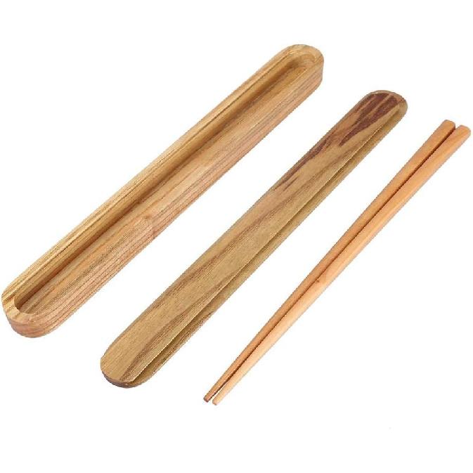 1Pair Portable Wooden Chopsticks,With Pull Type Chopsticks Box Case,Reble Hard Wooden Dinnerware for Outdoor Travel 25cm/9inch(Deep Color)