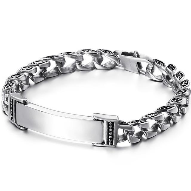 23mm Heavy Punk Retro Black Curb Cuban Chain Bracelet Men Women Hiphop Stainless Steel Biker Bike Pattern Cross Bangle Jewelry