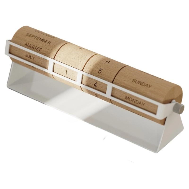 

Functional Wood Metal Rotating Date Indicators Permanent Calendar For Desktop Decoration And Personally Scheduling Needs белый
