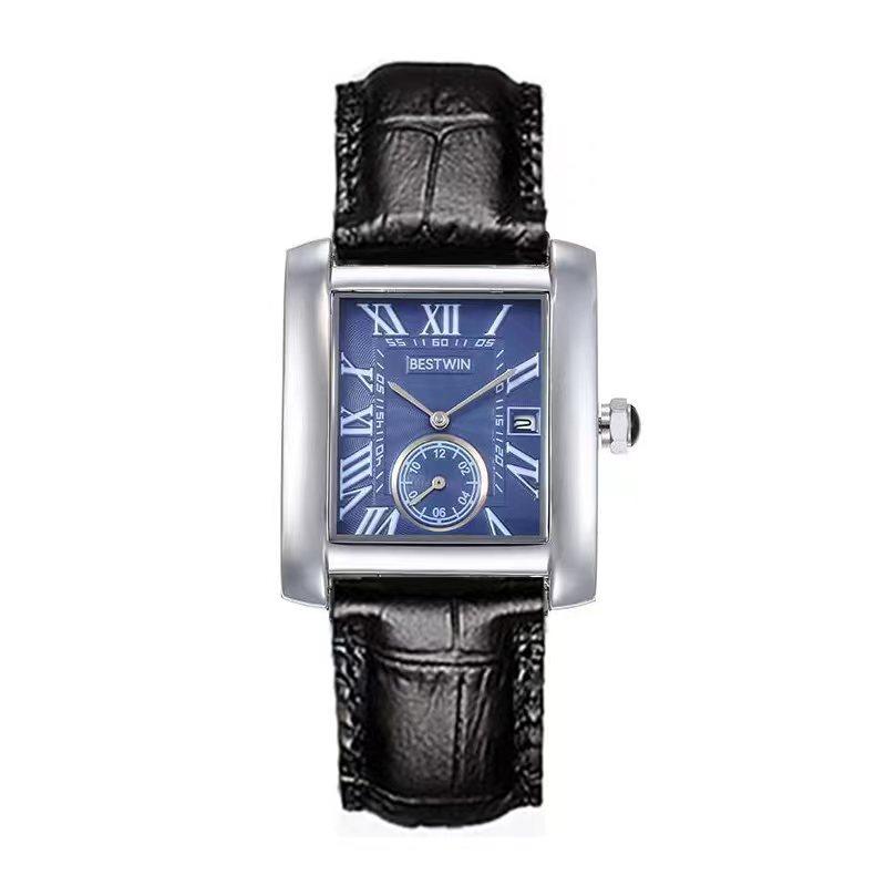 Мужские часы Классические Квадратные Две с половиной Стрелки Кварцевые Часы Мужские