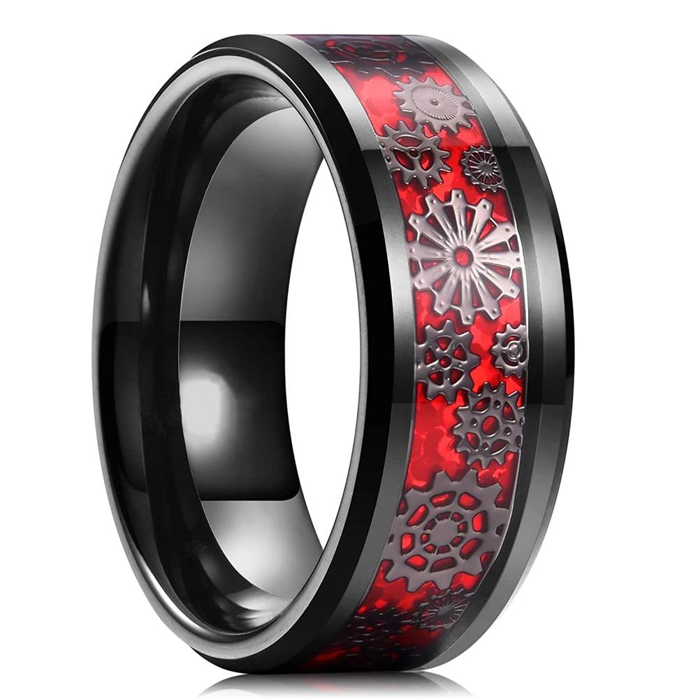 Vintage Silver Color Titanium Stainless Steel Rings for Men Black Carbon Fiber Ring Wedding Jewelry Christmas Gift Accessories