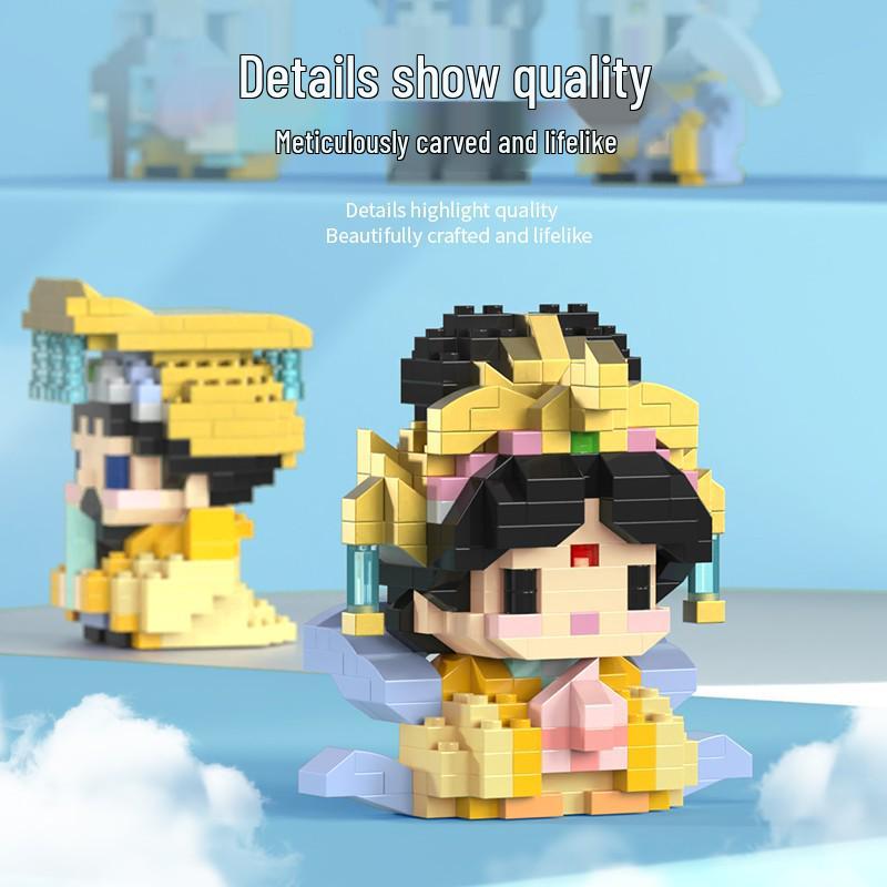 Compatible LEGO Micro-Blocks, God of Wealth Fu Lu Shou Immortals, Children's Educational Ornament