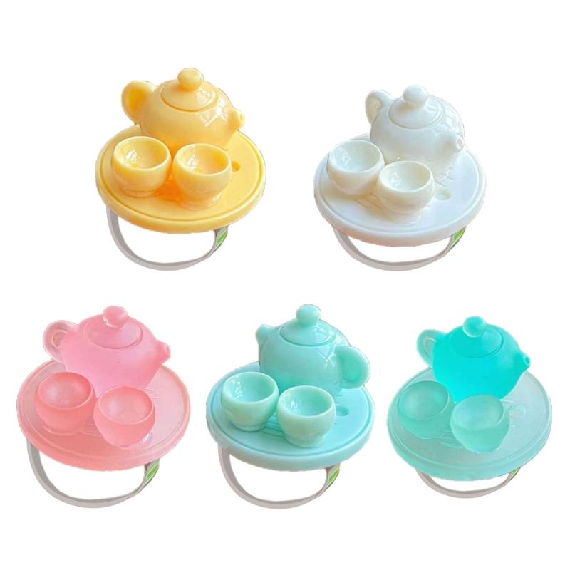 Simulation Kettle Tea Set Rings Adjustable Finger Rings New Chinese Style Adorment Stackable Rings Accessory for Women
