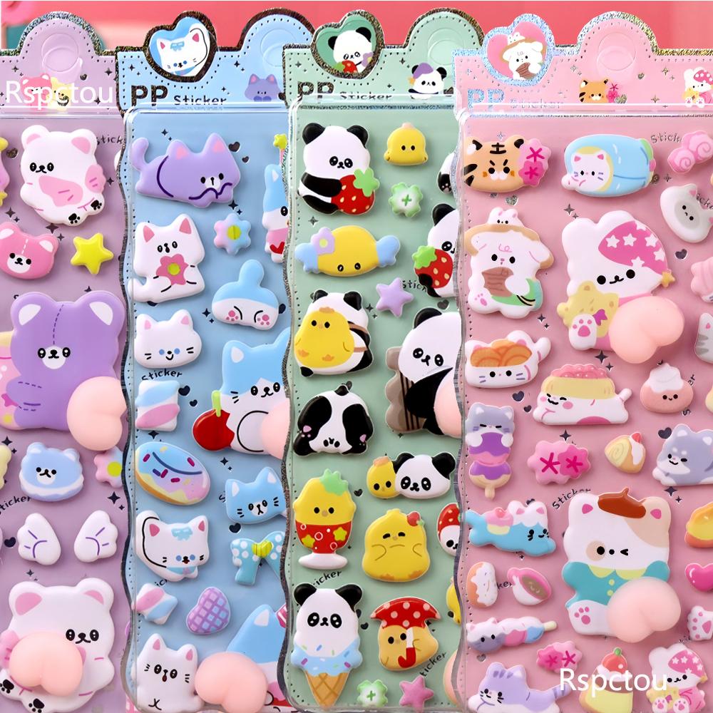 3D Cute Animal Butt Stickers Stress Puffy Squishy Sticker for DIY Scrapbook Guitar Phone Case Laptop Decal
