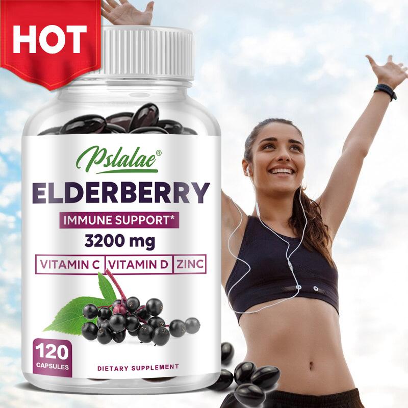 Elderberry Capsules 3200mg - with Black Elder Extract - Energy & Immune Booster