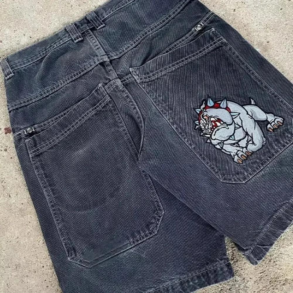 RogueWave Baggy Shorts Gothic American Pocket Druck Denim Gym Shorts 2000er Vintage Streetwear Hip Hop Basketballshorts