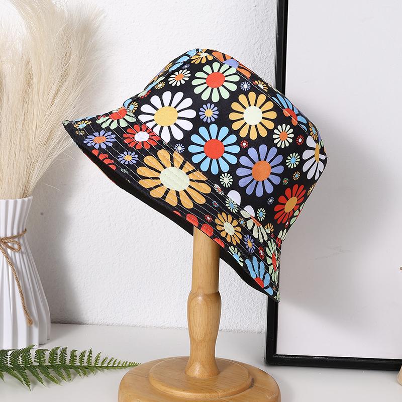 

Fashion trend full print flower butterfly double sided fisherman hat suitable for women leisure entertainment shade One Size