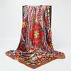 New Spring/Summer Orange Imitation Silk Neckerchief Outdoor Decoration Wraps for Women 90*90cm Cashew Print Square Scarf