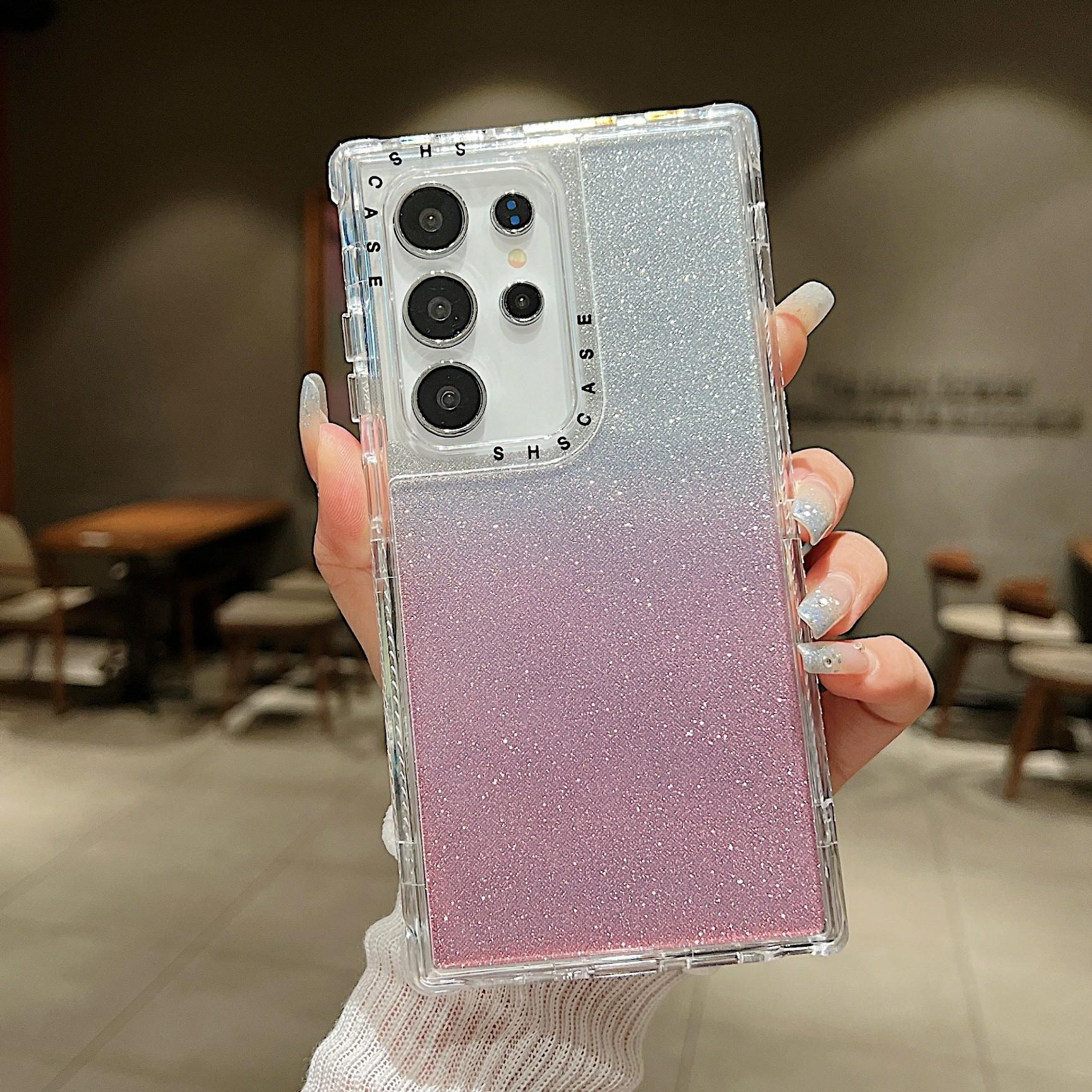 

For Samsung Galaxy S25 Ultra Case Glitter Design PC+TPU Shockproof Phone Cover Pink