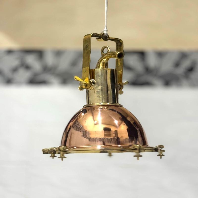 Luminária Pendente de Teto Marinha de Cobre e Latão | Lâmpada Pendente de Carga Náutica | Decoração Vintage para Casa