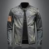 Marvel Venom Denim-Motorradjacke für Herren – Herbst 2024, Retro-Arbeitskleidung mit Stehkragen.