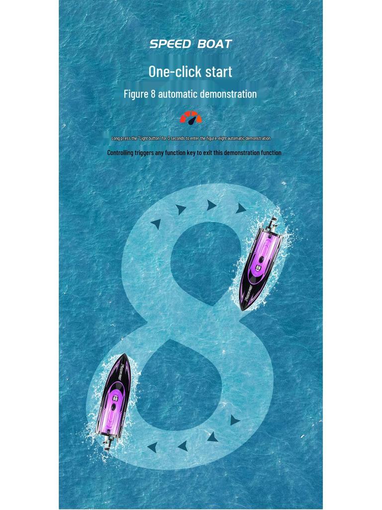 X HJ812 Remote Control High-Speed Boat with Night Navigation Light - 2.4G Water Toy