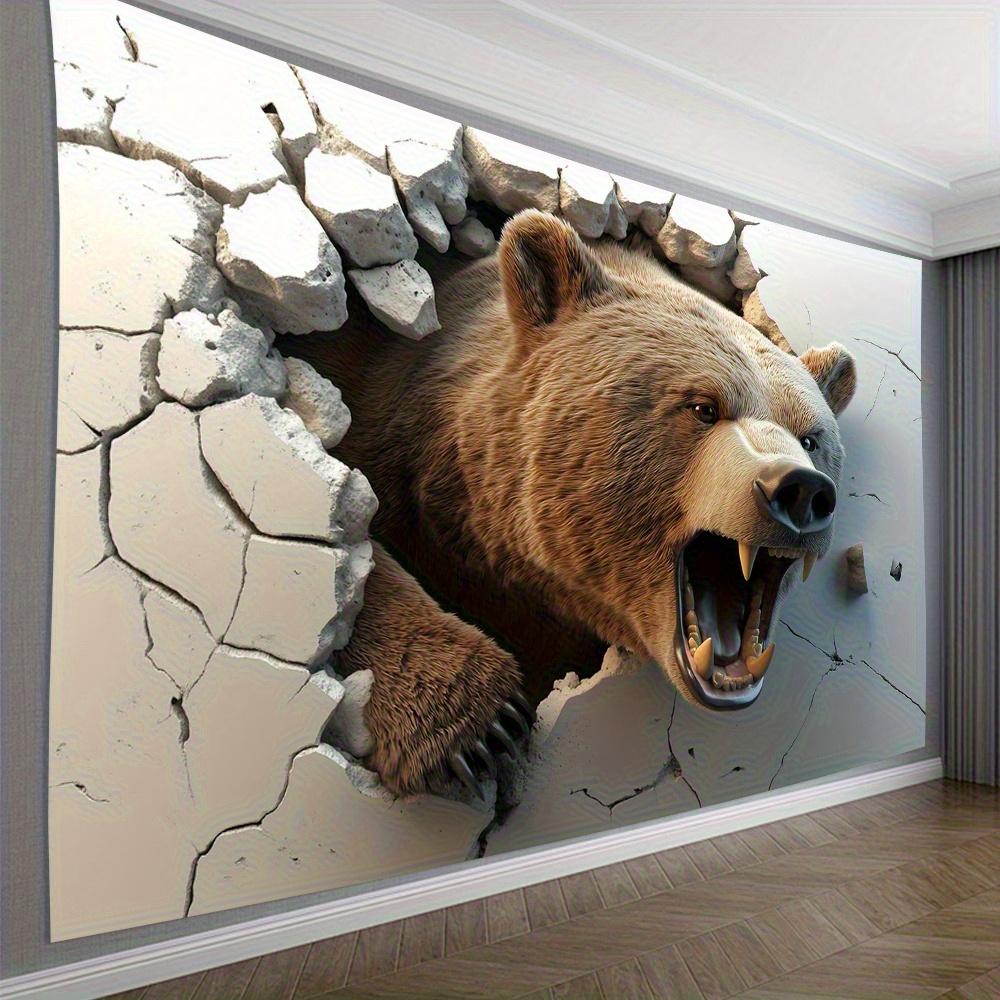 Perfect Gift Tapestry 2D Visual Effect Bear Breaking Through Wall Tapestry  Perfect for Living Room Bedroom Office  Party