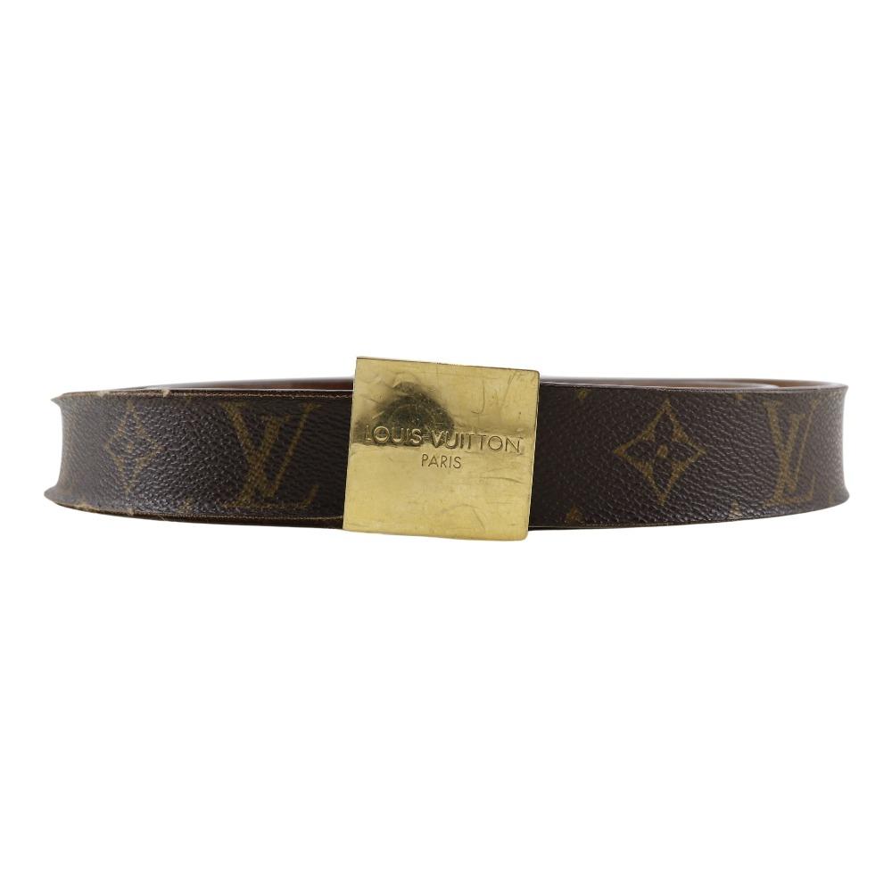

LOUIS VUITTON ceinture Carre belt M6801 Monogram canvas/Plated Gold mens Used