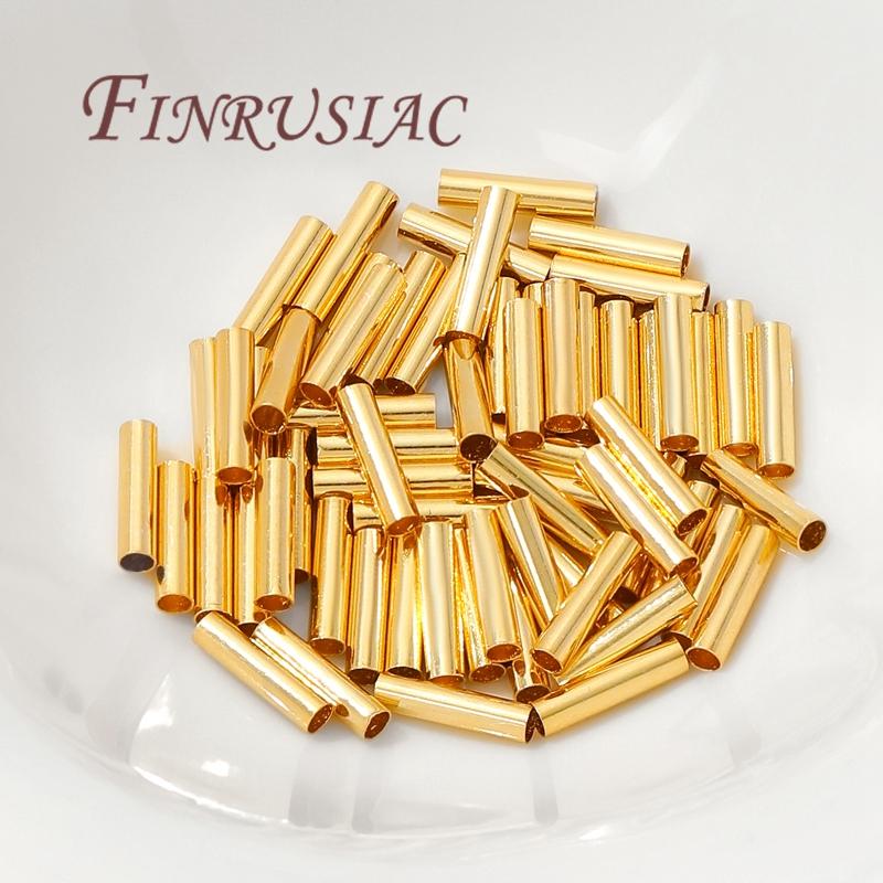 30/60PCS 18K Gold Plated Tubes For Jewelry,Spacer Beads,Separators For Bracelets,Tube Beads,DIY Jewelry Making Accessories