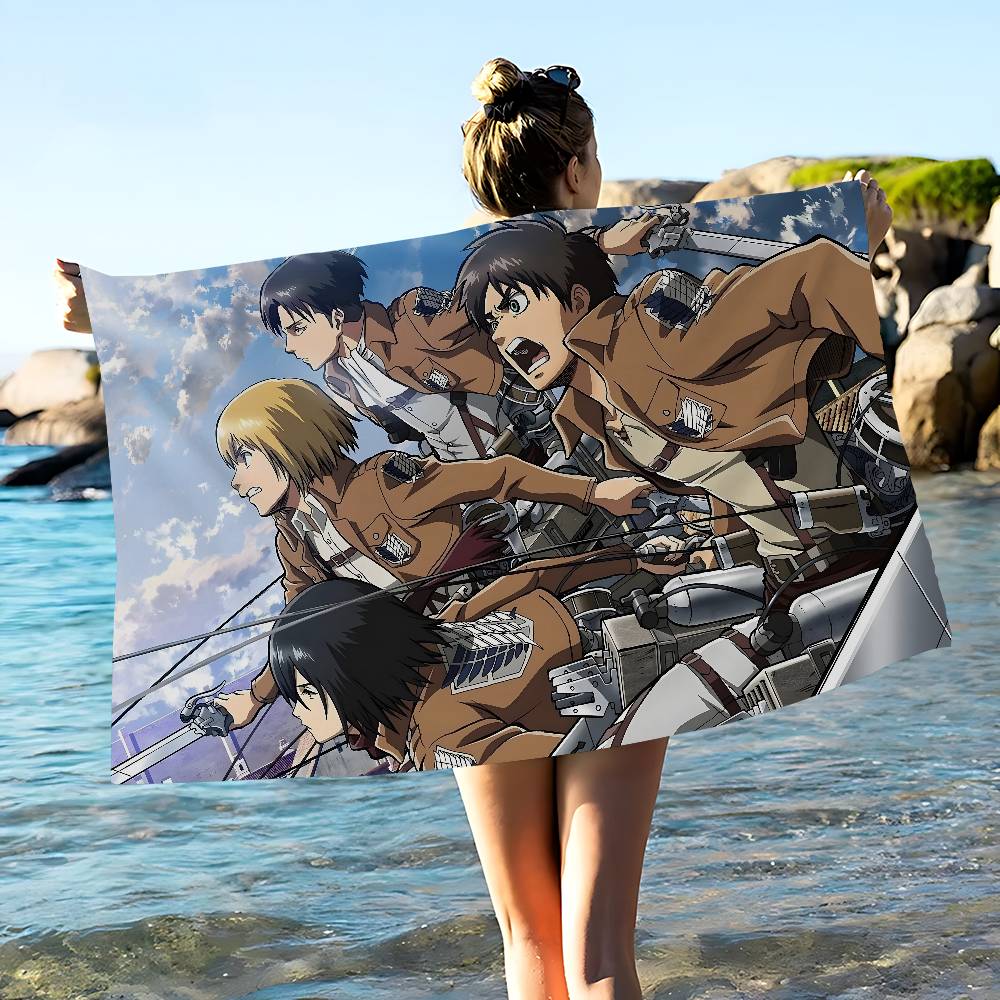 Anime A-Attack On Titan Small Microfiber Blanket Quick Drying Beach Towels Oversized Printing Super Absorbent Pool Towel Blanket