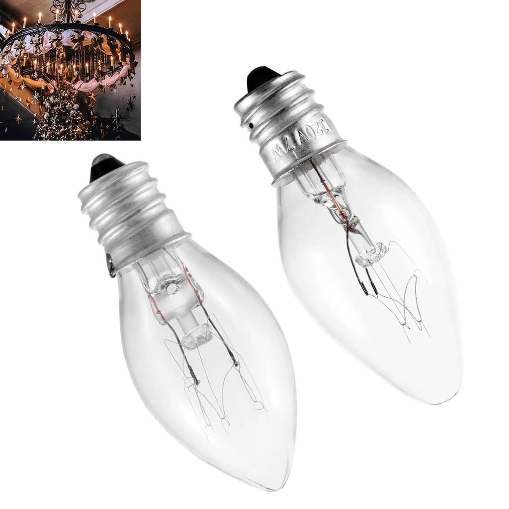10 Pcs LED Night Light Bulbs C7 Chandelier 7W 10W E12 Base Decorative Light Bulbs Christmas Candle Bulb 110V 220V Amber Glass