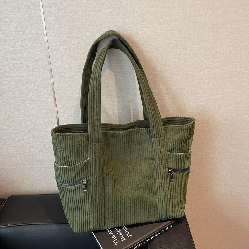 Velvet Canvas Bag Women'S Autumn And Winter Versatile Large-Capacity Tote Bag Student Shoulder Commuter Tote Bag