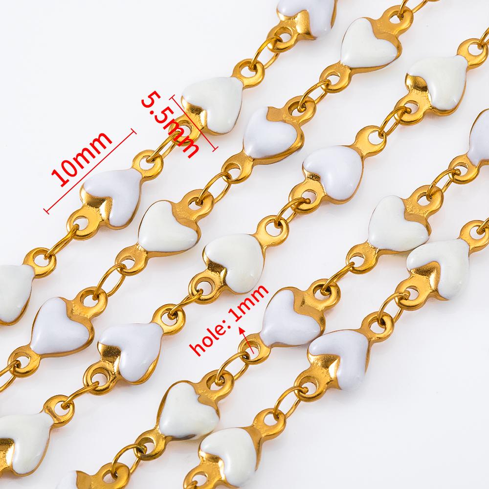 1meter Stainless Steel Enamel Black White Gray Love Heart Beads Chains for Necklace Bracelet Sweater Jewelry Making DIY