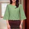 ZANZEA Women Casual Round Neck 3/4 Sleeve Loose Embroidery Blouse