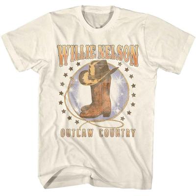 Willie Nelson Stiefel und Hut Natur Musik T-Shirt