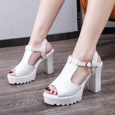 Womens High Heels Sandals Classic Ankle Buckle Platform Shoes Fashion Roman Sandals Female Summer White Open Toe Party Pumps