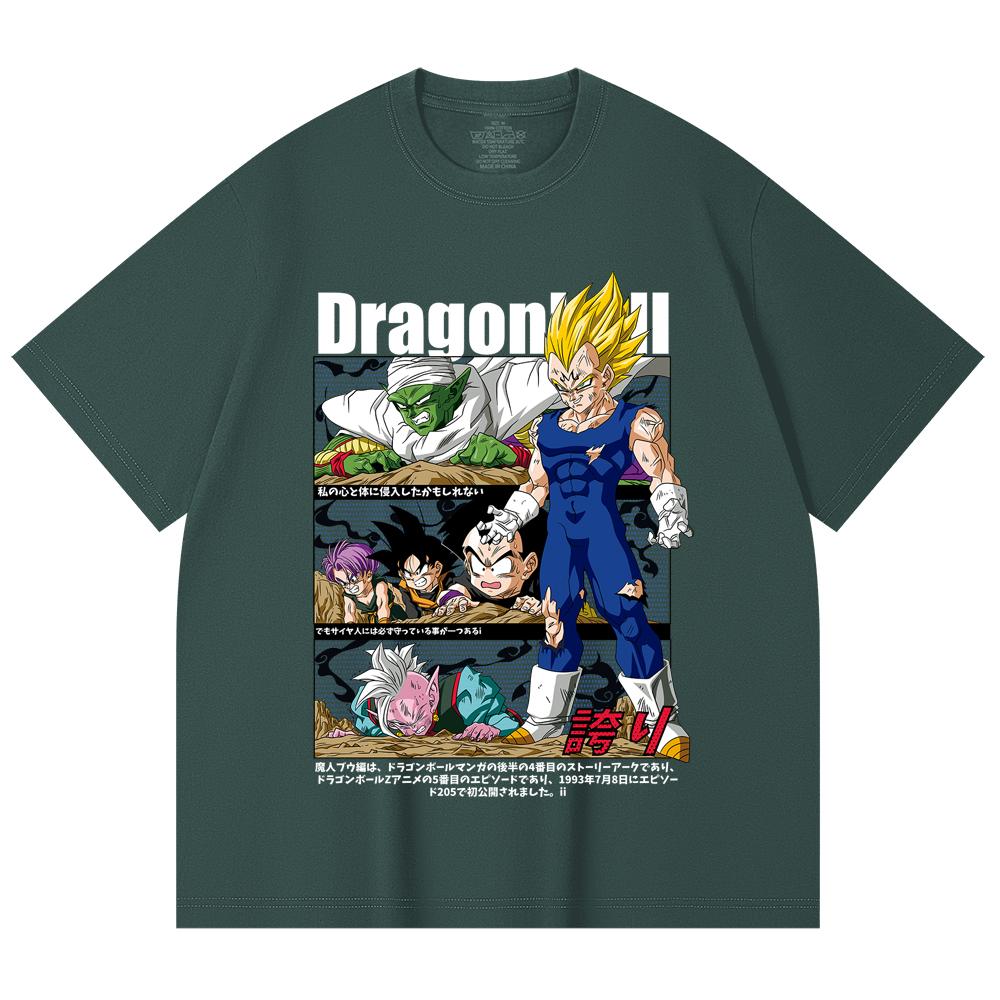 230 Gsm 100% Cotton Dragon Ball V6 Majin Vegeta Print Unisex Heavy Cotton T Shirt