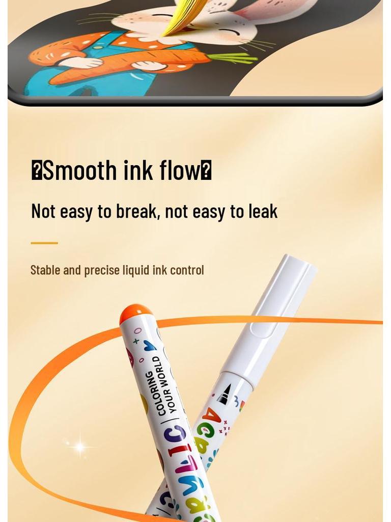Wasserdichter Acrylmarker mit weicher Spitze - Nicht verschmierend, ideal für Schüler & DIY-Kunst.